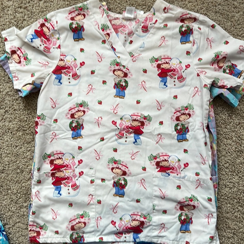 Strawberry shortcake Christmas scrub top